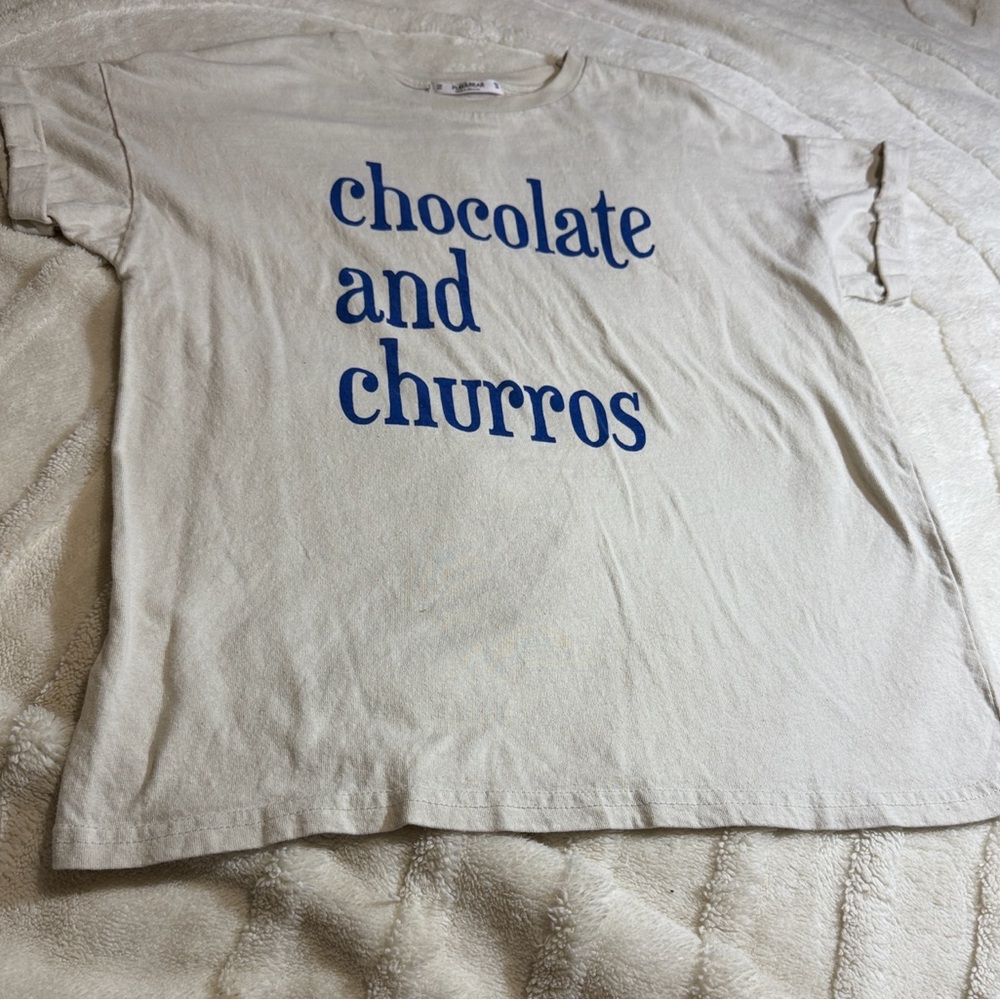 Off White Graphic T-Shirt with Blue Print